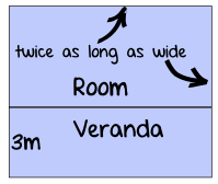 room veranda twice as long as wide