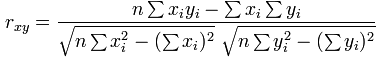 correlation formula onepass