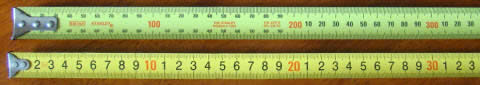 tape measures mm and cm side-by-side