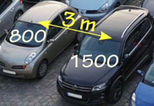 gravity between cars of 800 and 1500 mass